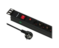 Listwa zasilająca QOLTEC RACK 19" 1U PDU CB - 6 gniazd, 2m, SCHUKO 53993